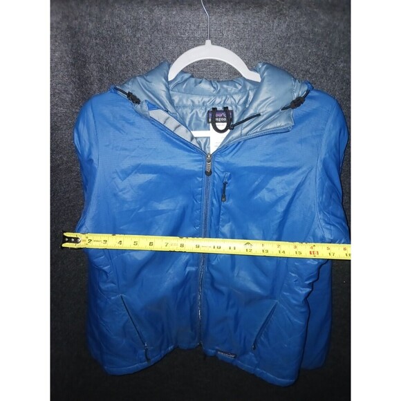 Patagonia Vintage Hooded Jacket Women Small Aqua Blue Insulated Coat *flaws** - Picture 10 of 13